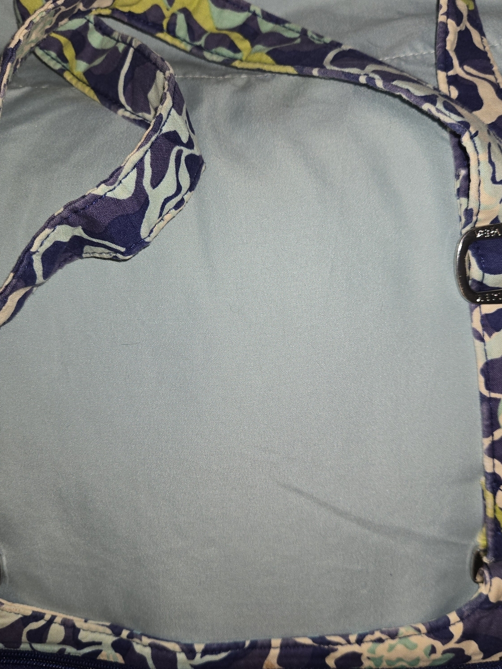 Vera Bradley Quilted Crossbody in Navy Blue, Light Blue & Cream Floral - Picture 6 of 9